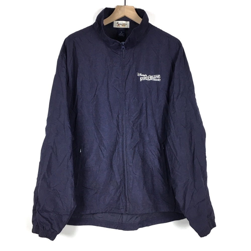 WALT DISNEY WORLD Wind Jacket Port Orleans Resort Vented Full Zip Navy Blue XL
